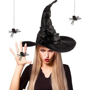 Women Halloween Witch Hat with Spiders Costume Accessory for Party Cosplay